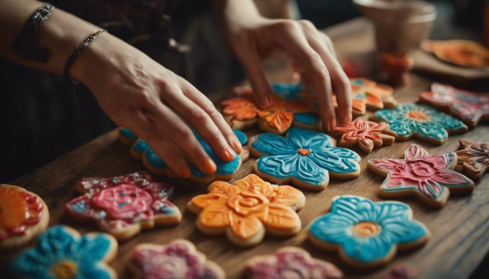 frosting freshly baked cookies