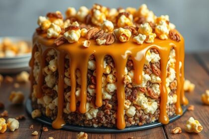 caramel popcorn cake delight