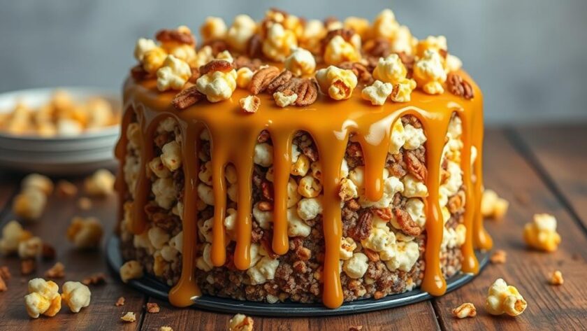 caramel popcorn cake delight