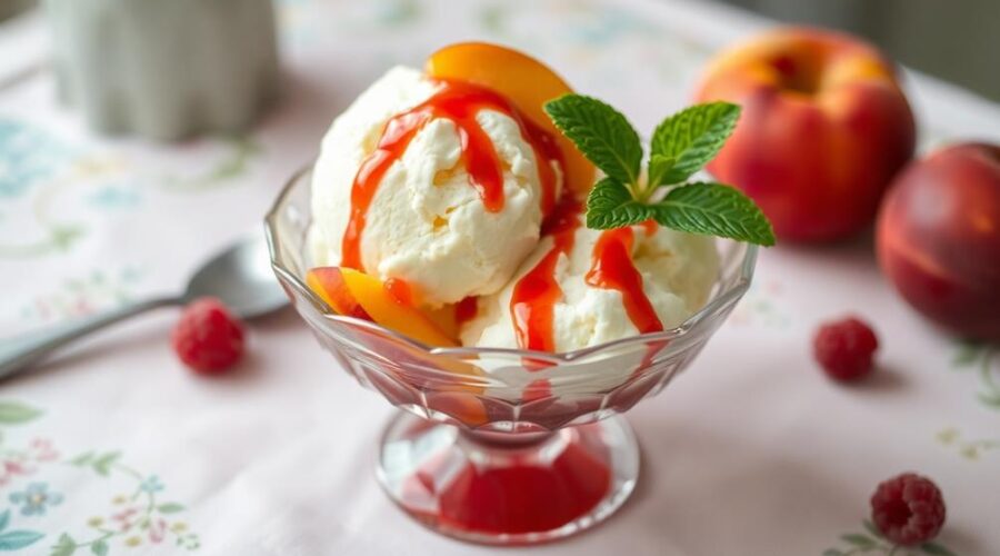 delightful retro peach melba