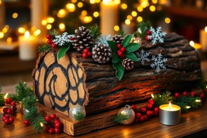 festive yule log dessert