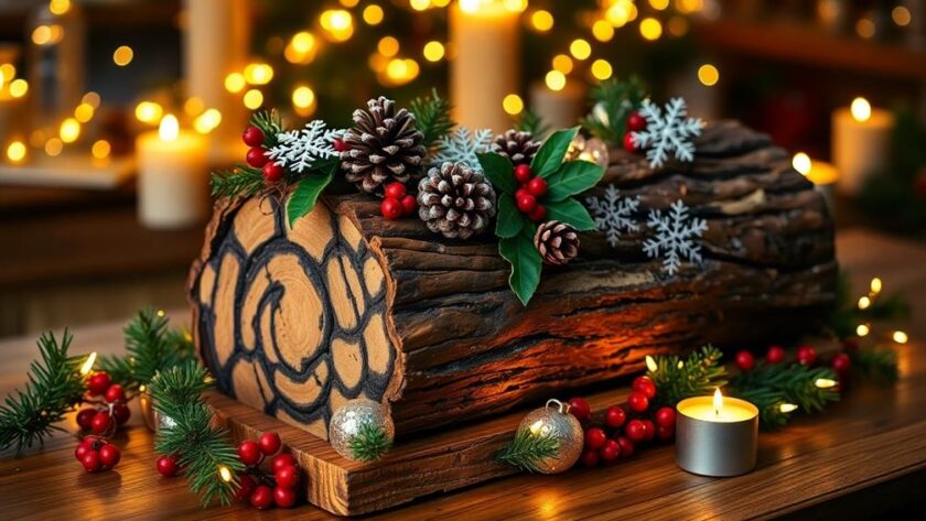 festive yule log dessert