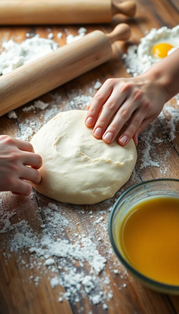 kneading and resting dough