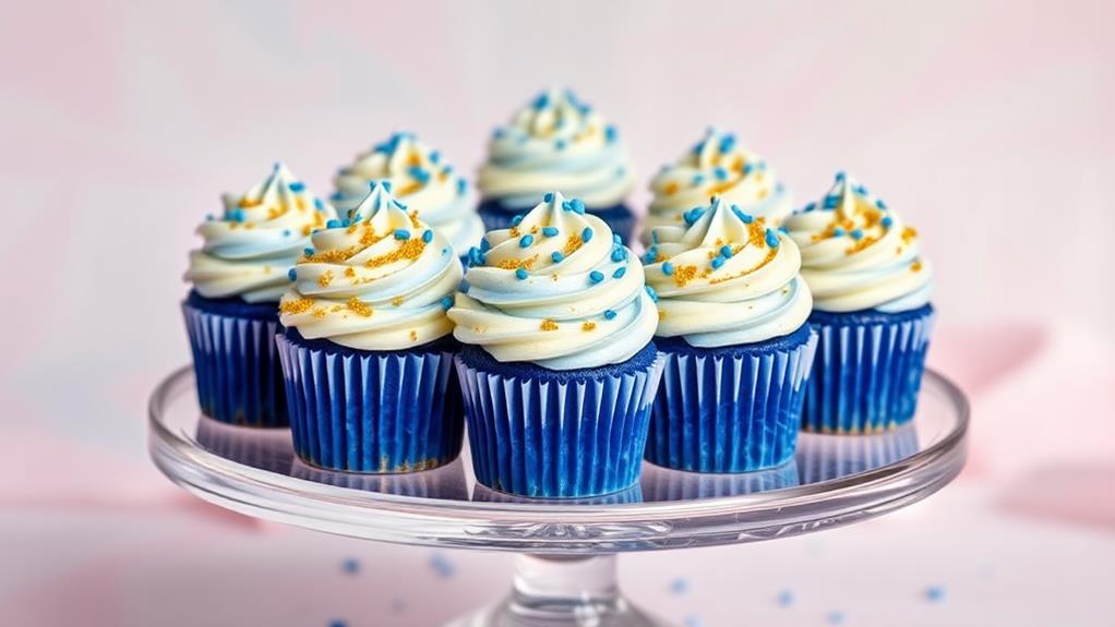 vibrant blue velvet cupcakes