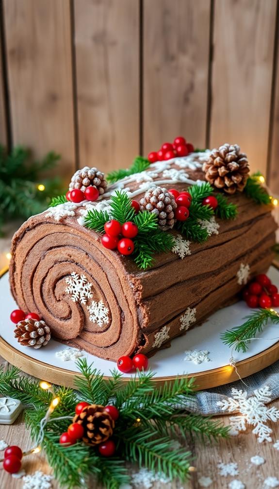 yule log cake decoration