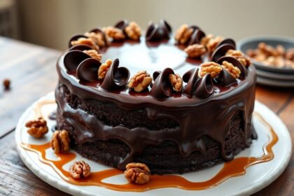 decadent chocolate walnut cake