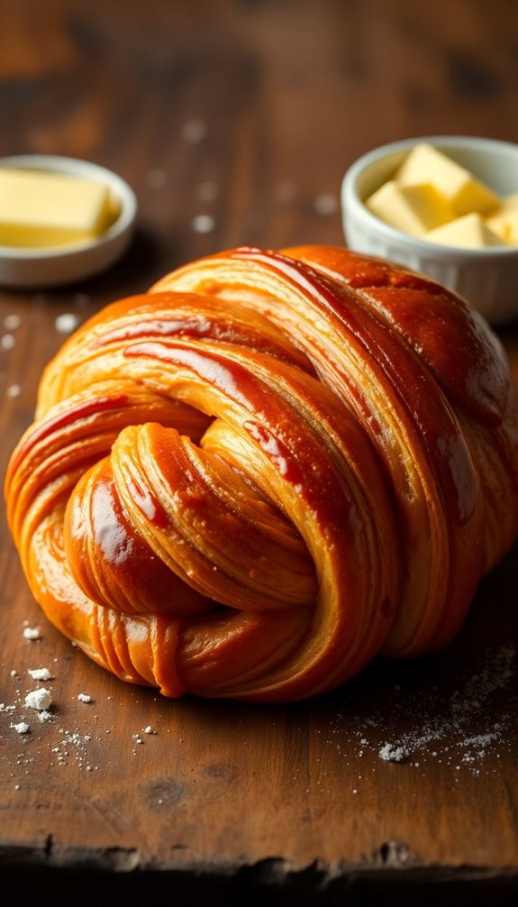 integrating butter into dough