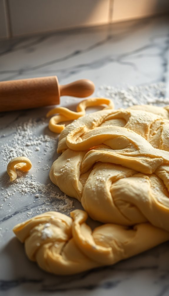 kneading and resting dough