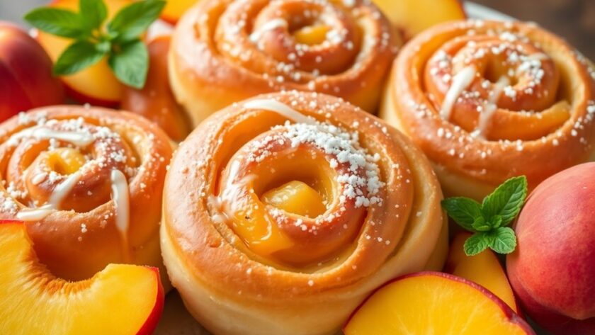 peach infused sweet rolls