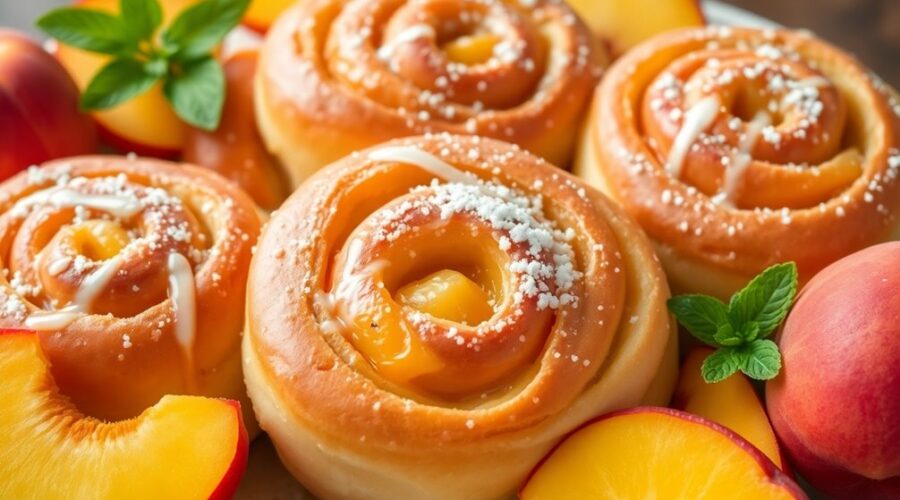 peach infused sweet rolls