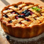 summer rhubarb blueberry pie