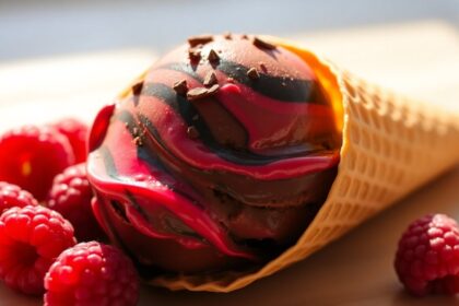 homemade chocolate raspberry ice cream