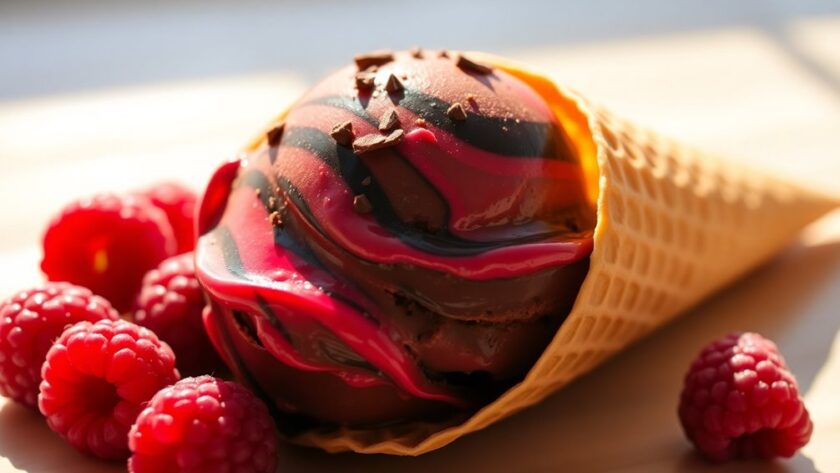 homemade chocolate raspberry ice cream