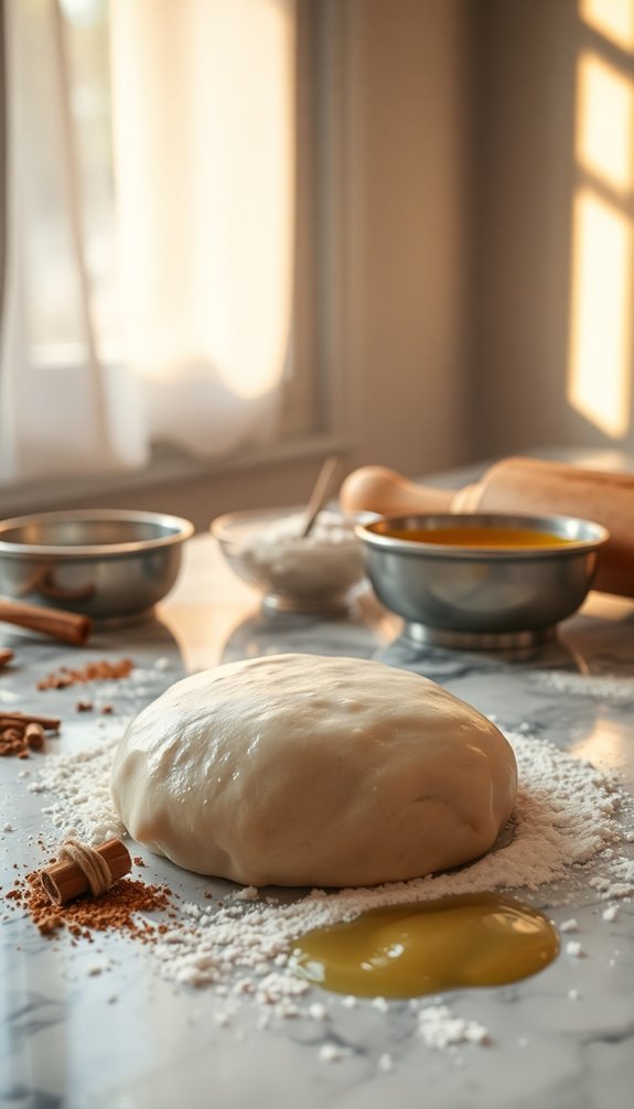 kneading and resting dough