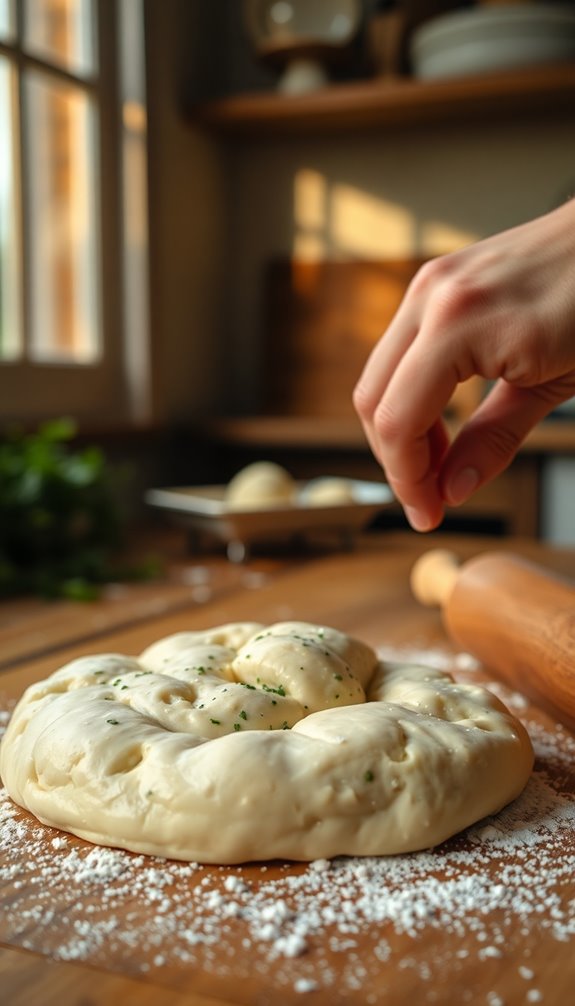 kneading and resting dough