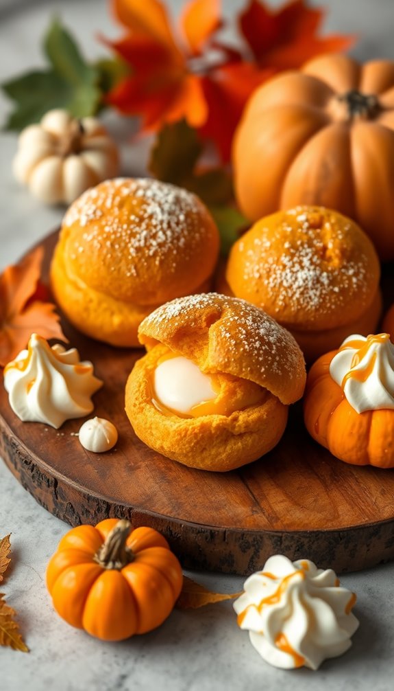 pumpkin filled cream puffs