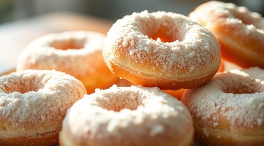 sweet fluffy powdered donuts