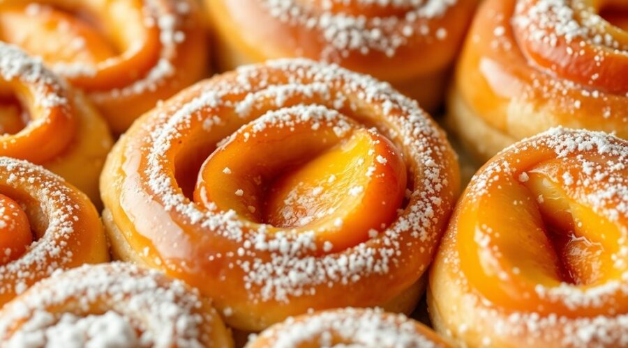 sweet peach filled rolls