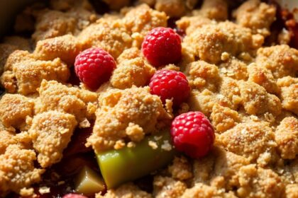 raspberry rhubarb crisp delight