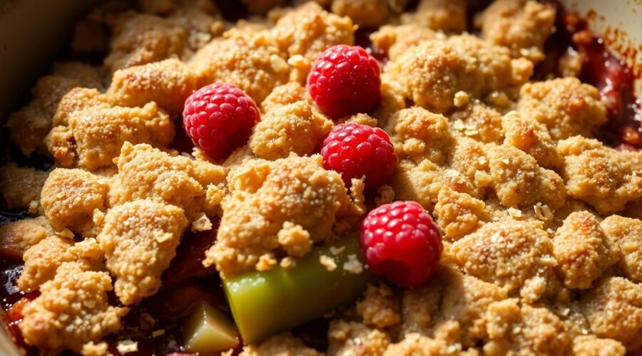 raspberry rhubarb crisp delight