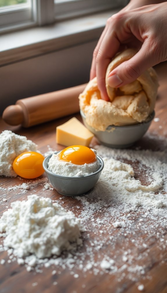 measure ingredients for dough