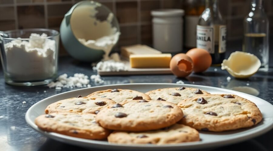 flat chocolate chip cookies
