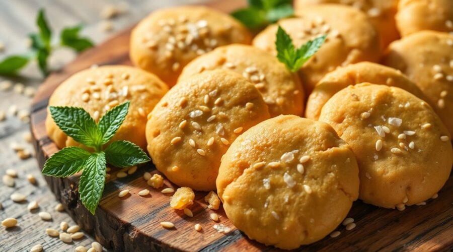 nutty crunchy sesame cookies