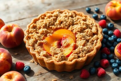 peach pie with crunchy topping