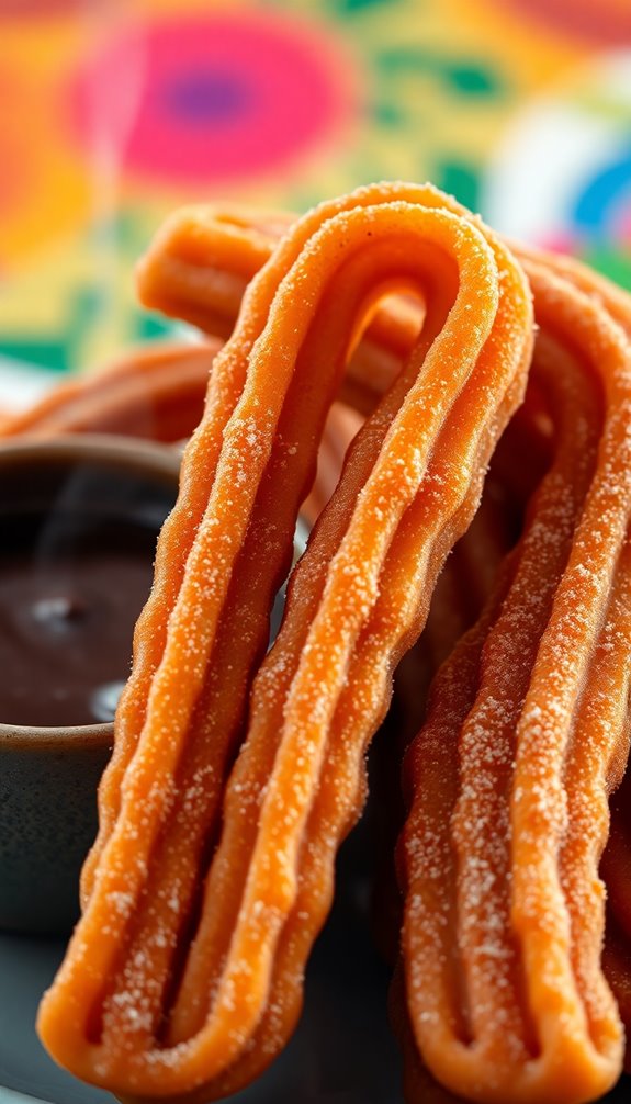 crispy churros with chocolate