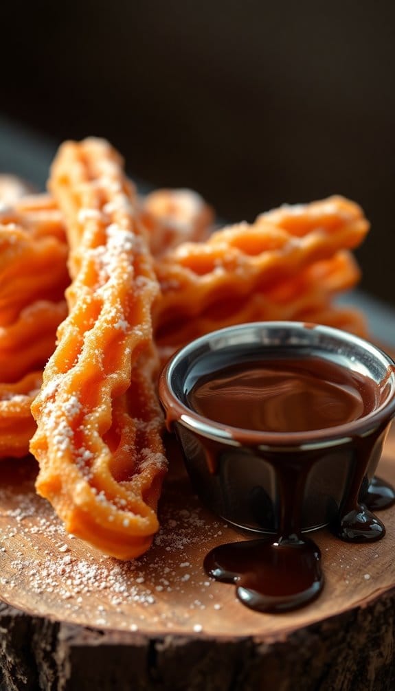 crispy churros with chocolate