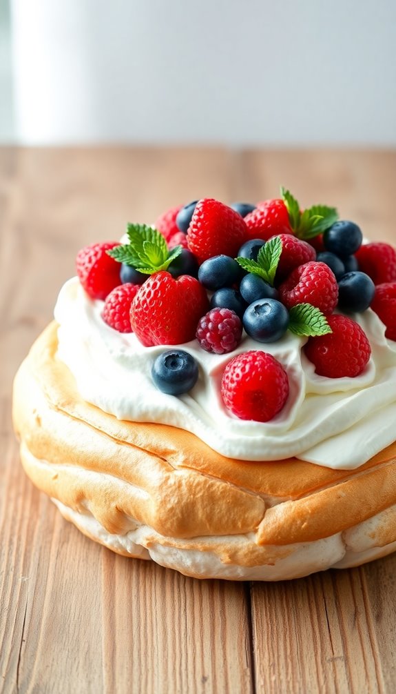 elegant berry pavlova dessert