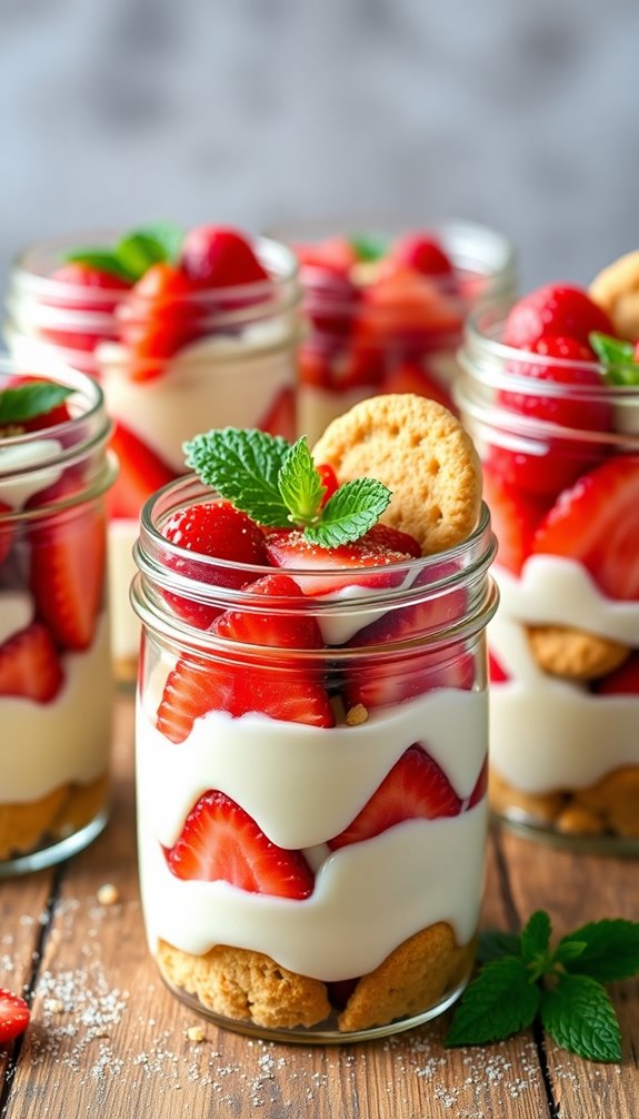 layered trifle in jars