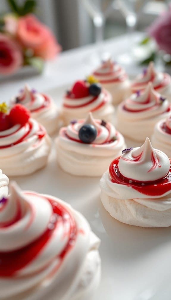 mini pavlovas with toppings