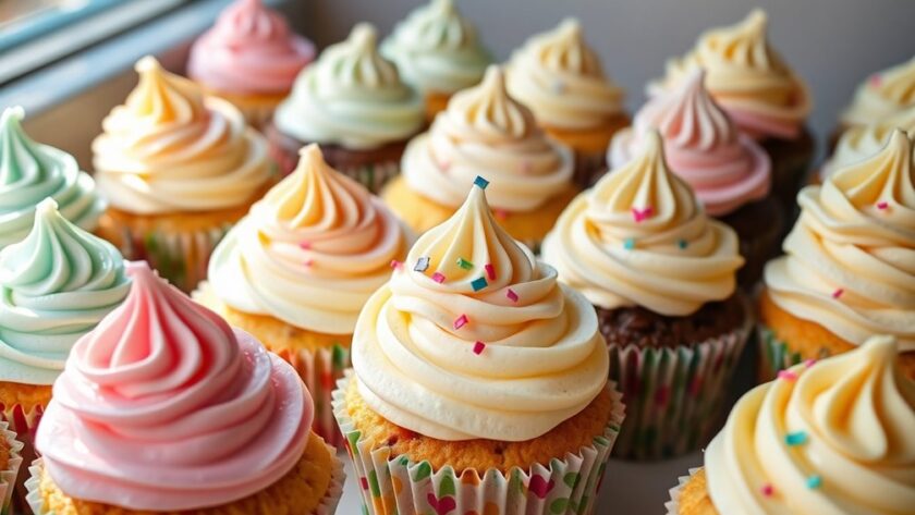tall swirly frosted cupcakes