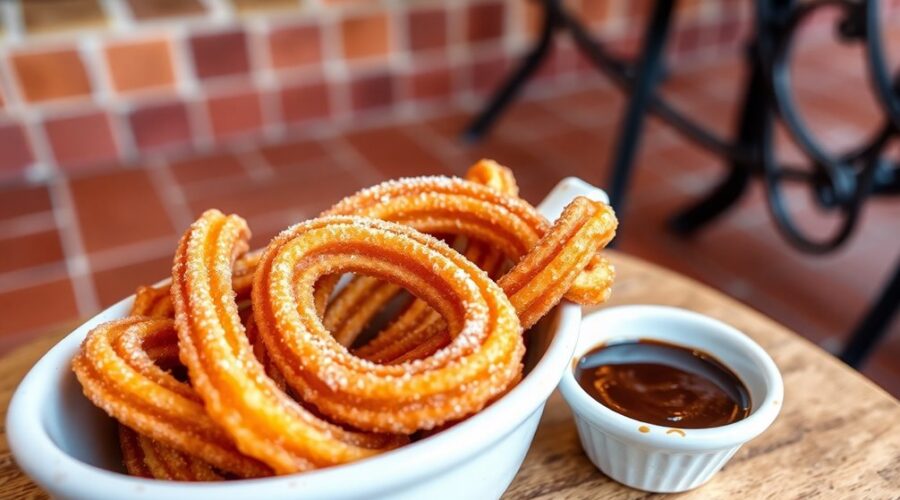 churros with chocolate dip