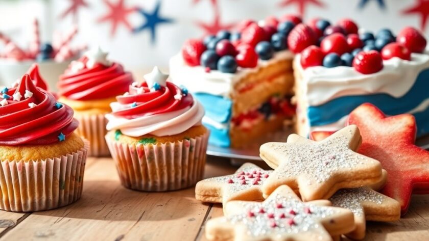 festive red white blue