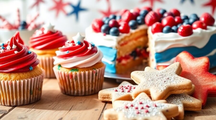 festive red white blue