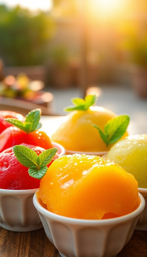 refreshing summer fruity sorbets