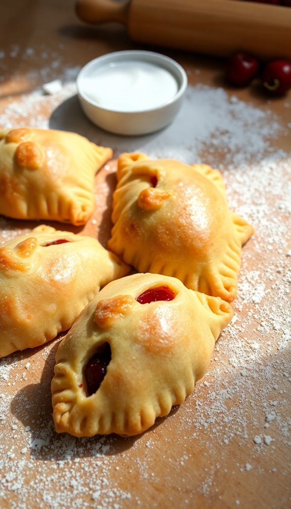 assemble cherry turnovers carefully