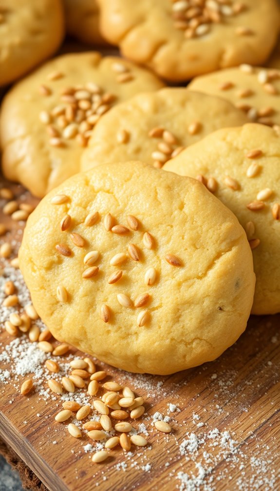 baking delicious sesame cookies