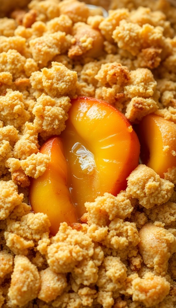 buttery crumble peach pie