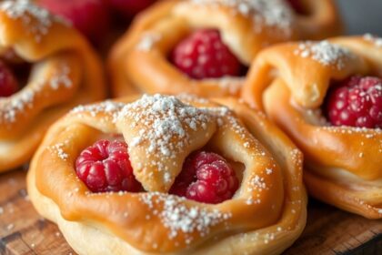 elegant raspberry puff pastries