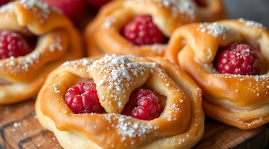 elegant raspberry puff pastries