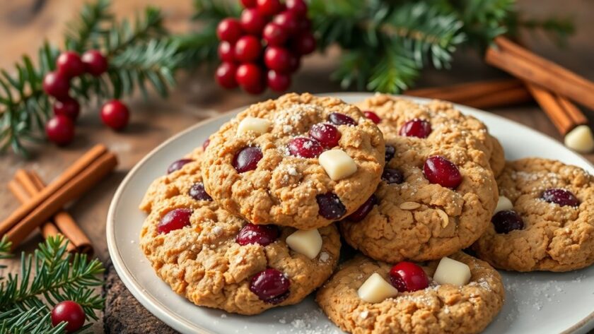 festive cranberry white chocolate cookies
