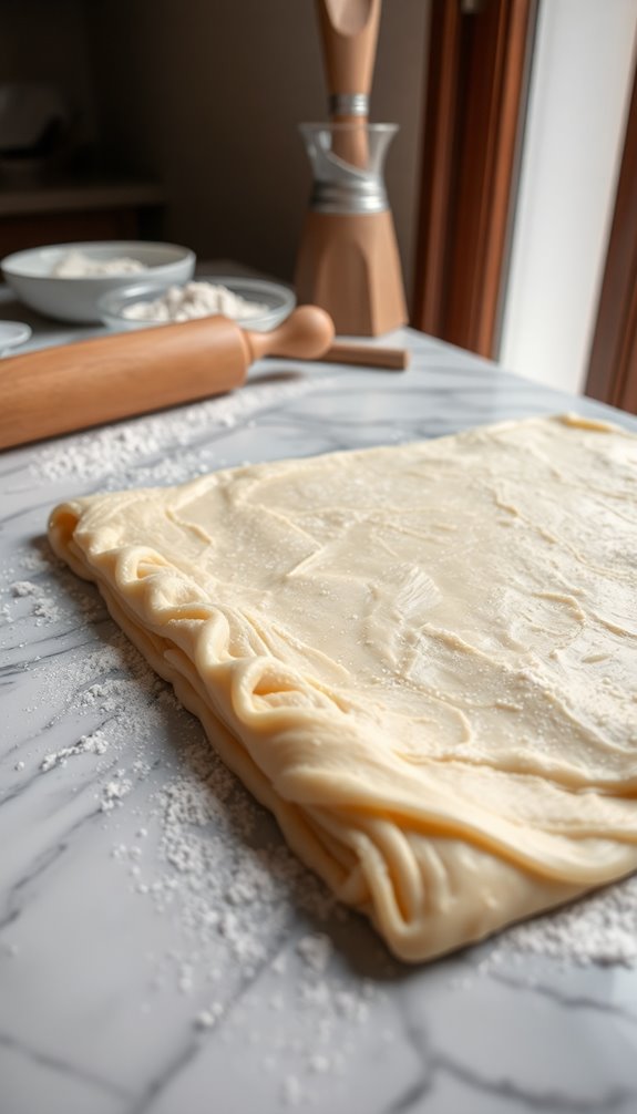 flaky layered croissant dough