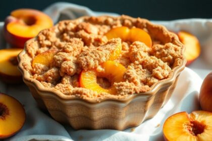 juicy golden peach crumble