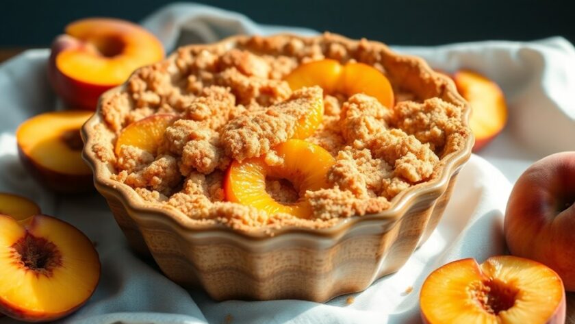 juicy golden peach crumble