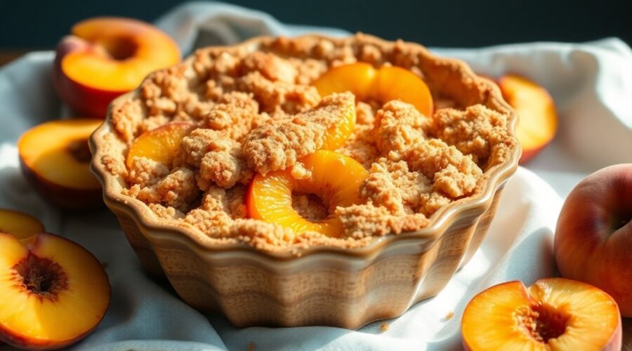 juicy golden peach crumble