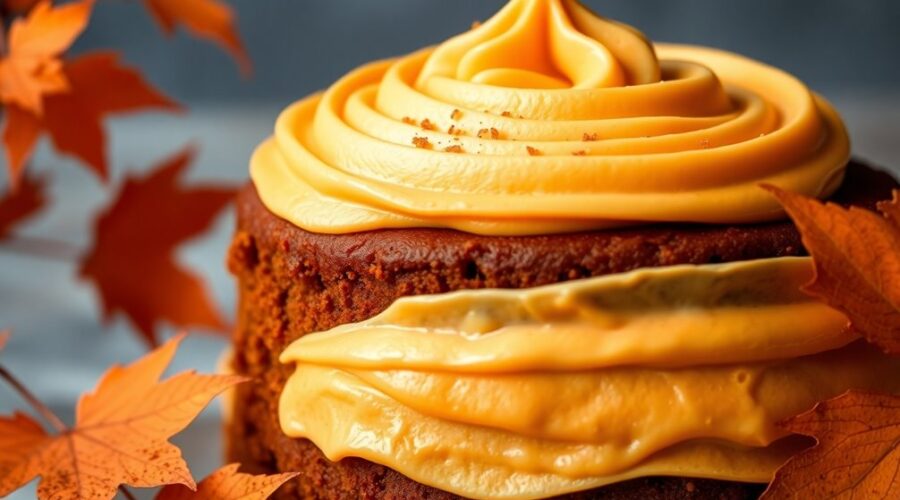 pumpkin flavored fall cake frosting