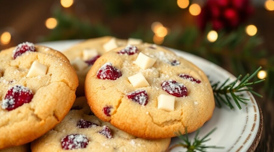 winter inspired cranberry cookies